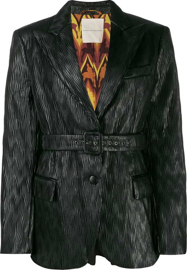 Marco De Vincenzo Belted Pleated Blazer