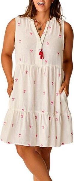 Carve Designs Women's Nellie Linen Kimono Swim Cover Up Small Palm Embroidered