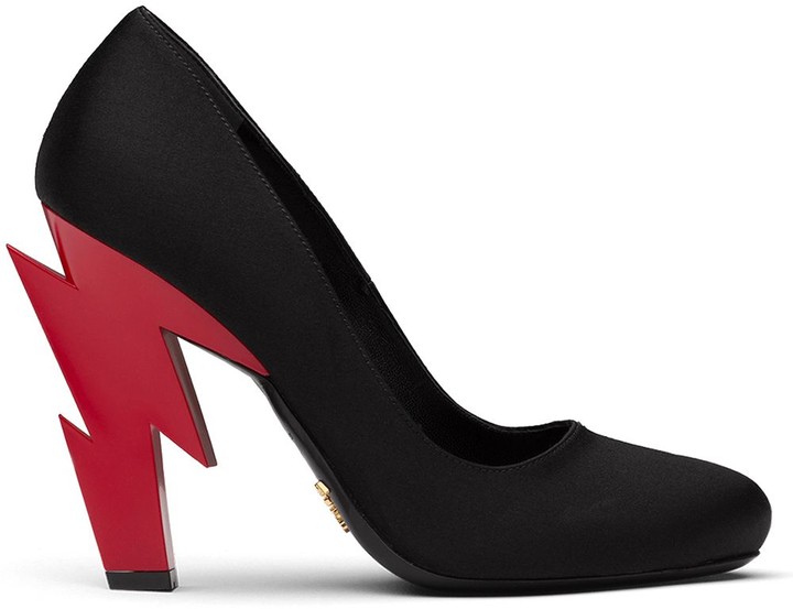 prada heels black and red