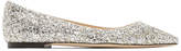 Thumbnail for your product : Jimmy Choo Silver Coarse Glitter Romy Flats