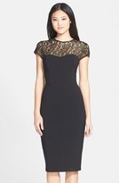 Thumbnail for your product : Maggy London Metallic Lace & Crepe Sheath Dress