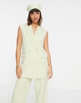 Thumbnail for your product : Y.A.S sleeveless blazer in pale green - part of a set