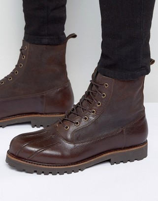 ASOS Lace Up Boots In Brown Leather