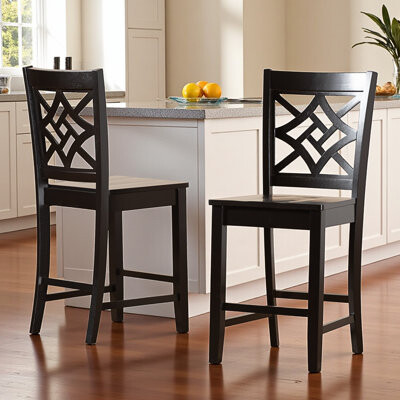 Lark Manor Iolana 2-Piece Transitional Dark Brown Finished Wood Counter Stool Set