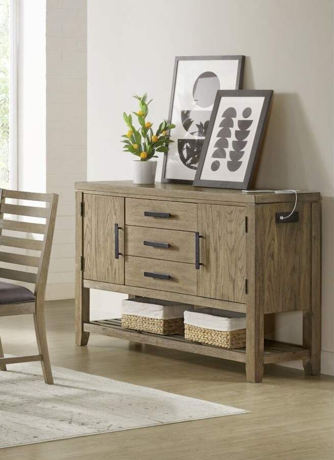 Besthom Saunders 54 in. Desert Brown TV Stand with 3 Drawers Fits TV's