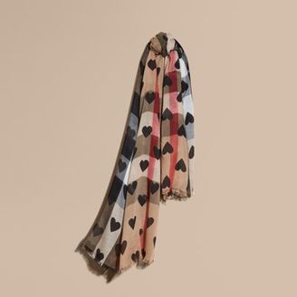 Burberry Heart and Check Modal and Cashmere Scarf