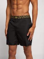 Thumbnail for your product : Versace Logo Jacquard Mid Rise Swim Shorts - Mens - Black Multi
