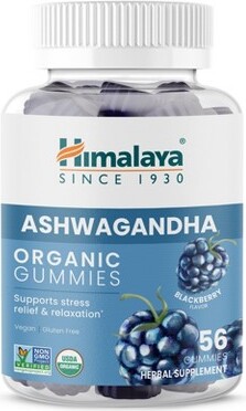 Himalaya HimalayaAshwagandhaOrganicGummies,KSM-66OrganicAshwagandhatoHelpwithStressRelief,56GummieswithDeliciousBlackBerryFlavor