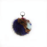 Thumbnail for your product : Jocelyn Dark Multi-Color Fox Fur Pom Pom Bag Charm "The Super Swirl"
