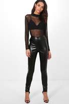 Thumbnail for your product : boohoo Mia Leather Look Zip Side Trousers