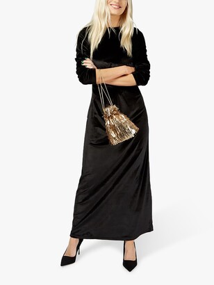 long sleeve floor length black dress