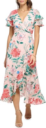 Kensie Floral Ruffle Midi Dress