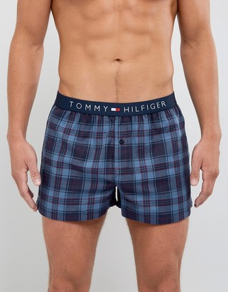 Tommy Hilfiger Woven Check Boxers In Vintage Indigo
