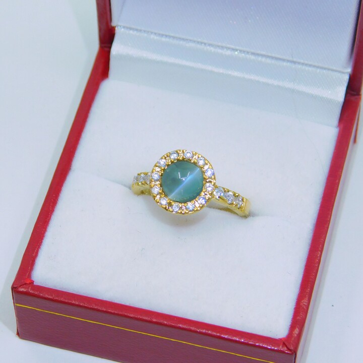 Etsy Aaa Alexandrite 1.58 Carats 6.5mm Round in 14K Gold Halo Ring With .30 Carats Of Diamonds 2920