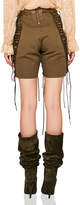Thumbnail for your product : Saint Laurent Slouchy Gabardine Lace Up Shorts in Khaki | FWRD