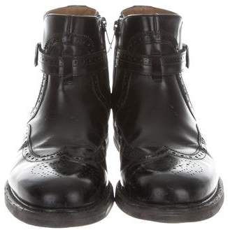 Ferragamo Leather Wingtip Ankle Boots