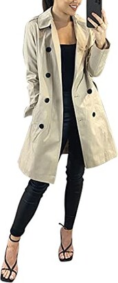 Anastasia Beverly Hills Beige Womens Cotton Belted Trench Coat Size 12