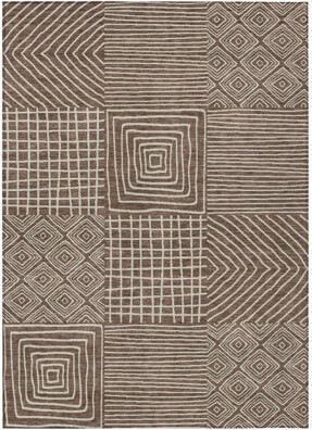 HomeRoots 8' X 10' Brown Geometric Washable Indoor Outdoor Area Rug