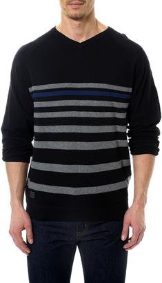 Point Zero Long Sleeved V-Neck Striped Sweater