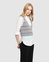 Thumbnail for your product : Oxford Women's Blue V Neck - Kailee Jacquard Knitted Vest
