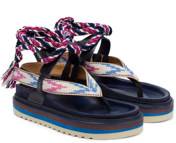 Isabel Marant Edeme leather platform thong sandals