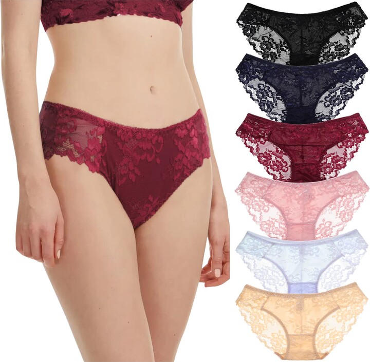 Lace Boy Shorts Underwear For Women Sexy Cheeky Panties High Waisted Thong  4 Pack Underwear
