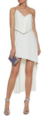 Halston Asymmetrical One-Shoulder Draped Crepe Dress