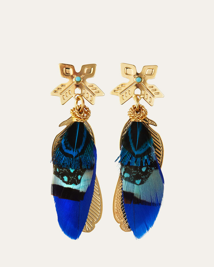 Gas Bijoux Sao Feather Drop Earrings