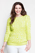 Thumbnail for your product : Lands' End Women's Plus Size 3/4-sleeve Marl Cable Button Boatneck Drifter Sweater