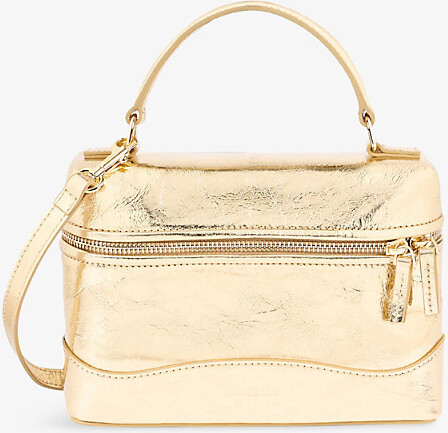 Sandro Womens Gold Tangolino Metallic-Leather Top-Handle Bag 1Size