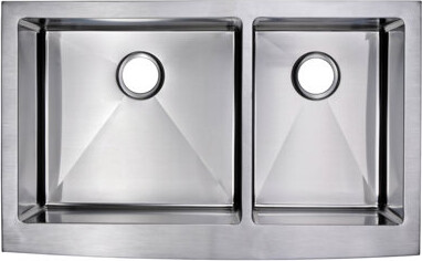 dCOR design 0.59" Corner Radius 60/40 Stainless Steel 36" L x 22" W Double Apron Kitchen Sink
