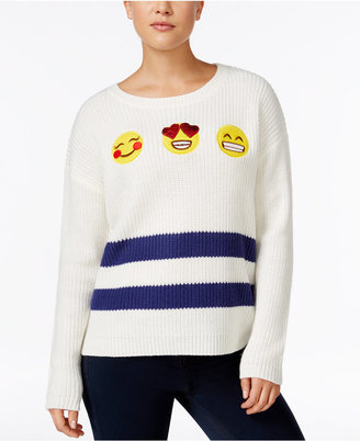 Hooked Up by IOT Juniors' Emoji Patch Sweater
