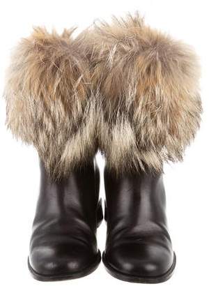 Christian Louboutin Mazurka Fur-Trimmed Leather Boots