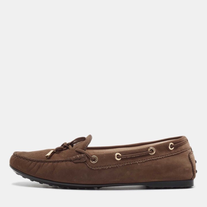 Tod's Brown Nubuck Leather Gommino Loafers