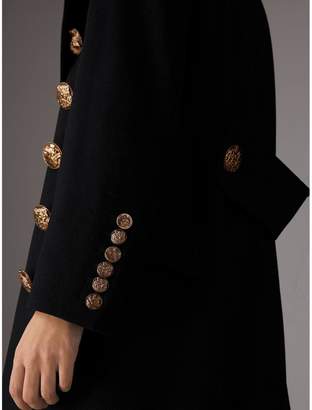 Burberry Bird Button Wool Cashmere Blend Military Coat