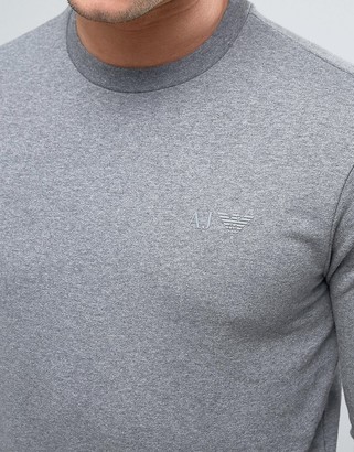 Armani Jeans Logo Crew Sweatshirt Regular Fit In Grey Marl