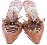 Thumbnail for your product : Manolo Blahnik Lace-Up Pointed-Toe Mules