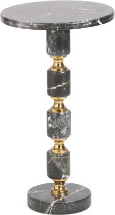 TJMAXX 14Xx24 Solid Zebra Marble And Metal Table