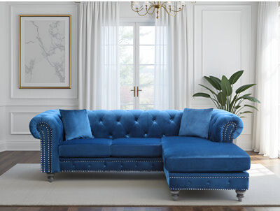 House of Hampton Swansea Velvet Reversible Sectional