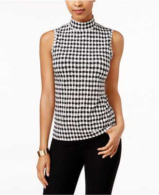 Charter Club Houndstooth Mock-Neck Top, Only at Macy's