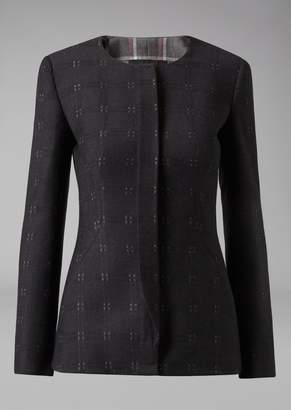 Giorgio Armani Tartan Pattern Wool Blend Jacket