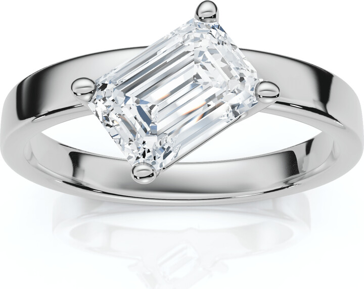 Pompeii3 1Ct Tilted Emerald Diamond Ring 14k Gold or Platinum Lab Grown