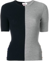 Thumbnail for your product : Thom Browne Striped Bicolor Rib Stitch Merino Tee