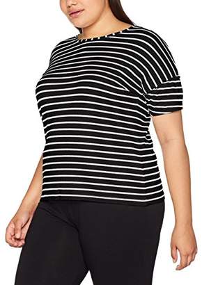 Ulla Popken Women's Streifenshirt mit angesetzten Ärmeln Sweatshirt, (Black 10), UK 24