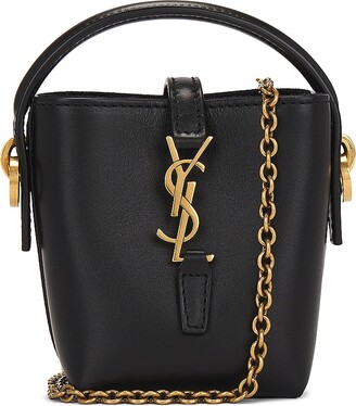 ショルダーバッグ・ポシェット SAINT LAURENT BLACK LEATHER MINI LE 37 BUCKET BAG SAINT LAURENT Le 37 Mini Black Embossed Leather bucket Bag