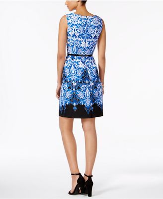 Connected Belted Printed Sheath Dress