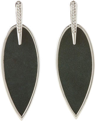Vince Camuto Green & Silver-Tone Leather Feather Earrings
