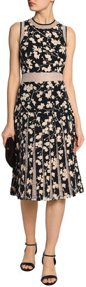 Michael Kors Collection Layered Lace-paneled Floral-print Crepe Dress
