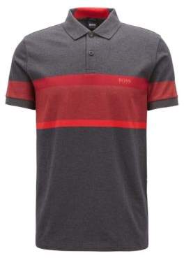 BOSS Hugo Slim-fit polo shirt color-block stripes XXXL Charcoal