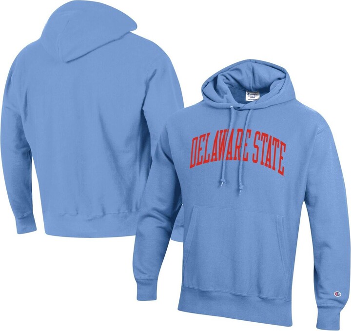 Men's Champion Light Blue Delaware State Hornets Tall Arch Pullover Hoodie
